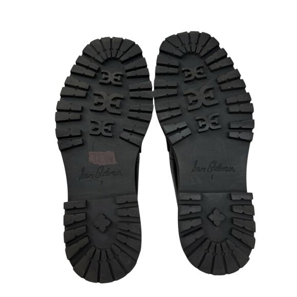 SAM EDELMAN Laurs Lug-Sole Tailored Loafer Flats Leather Black Chunky WMS Sz 8 - Picture 15 of 16